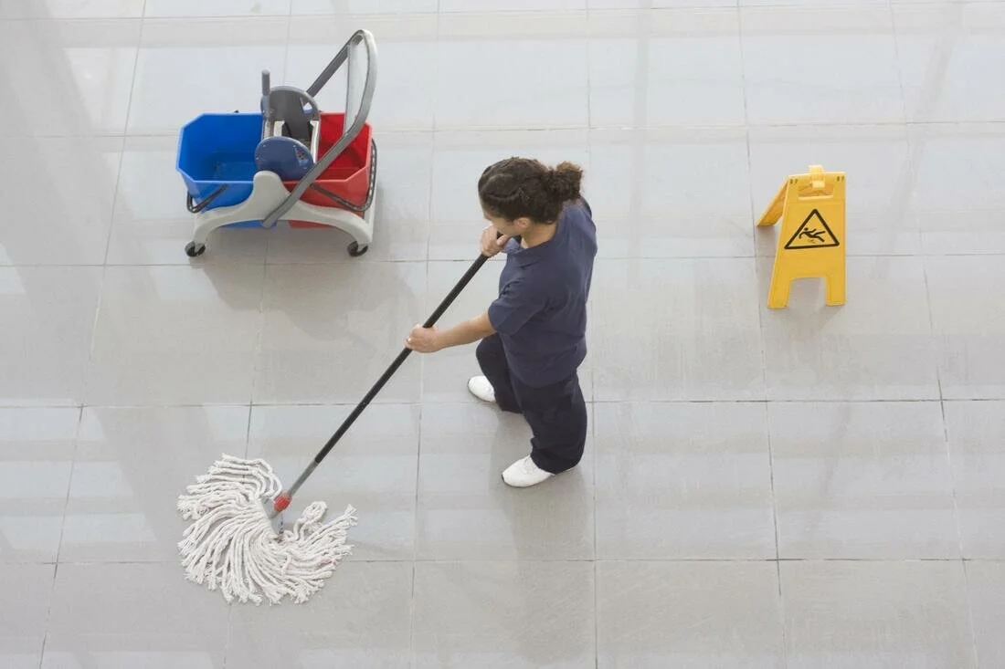 commercial cleaner doing floor cleaning